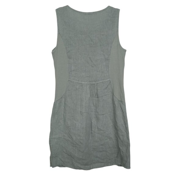 Lungo Larno Crochet Linen Dress Womens Size Small Green Italian Sleeveless Shift - Picture 7 of 13